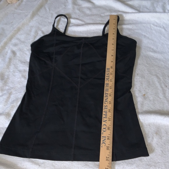PrAna yoga tank top with spaghetti straps size small built-in bra, black - Picture 5 of 9
